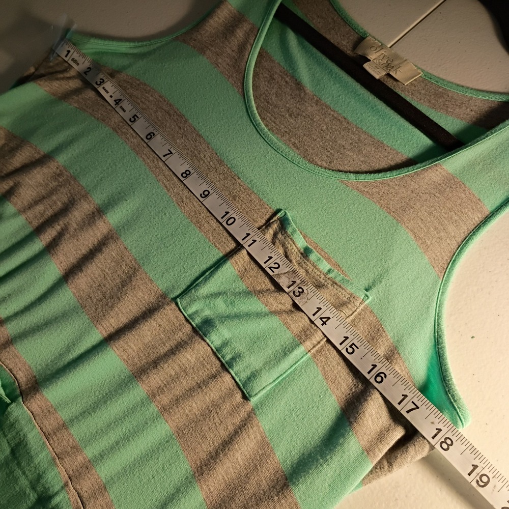 Olive & Oak Womens Mint Gray Striped Sleeveless Drawstring Waist Pocket Dress M - Picture 6 of 7
